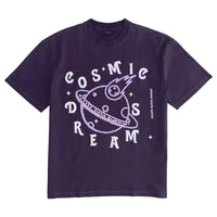 unique puff print oversized purple navy graphic t shirt 


