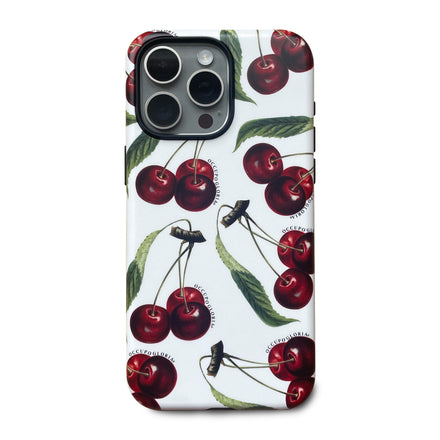 Chérie Cherry 1890 designer iPhone case featuring vintage cherry artwork and minimalist Occupo Gloria streetwear branding