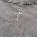 vintage acid washed uk streetwear t shirt in grey with original vintage, artwork and embroidery