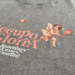 vintage acid washed uk streetwear t shirt in grey with original vintage, antique artwork